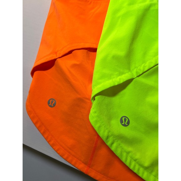 Lululemon Speed Up Low Rise Lined Running Shorts 4 Inch Neon Orange Yellow 8 - Picture 2 of 7